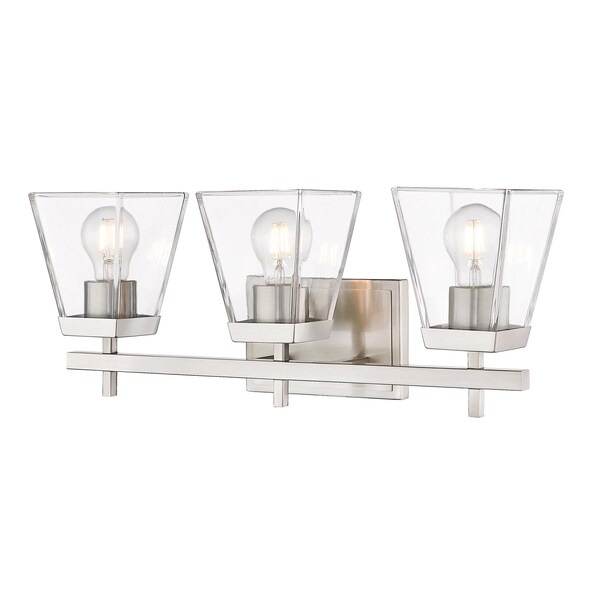 Z-Lite Lauren Vanity, 3-Light, 22 In.W x 6.5 In.L x 8.5 In.H, Brushed Nickel/Clear 819-3V-BN - main